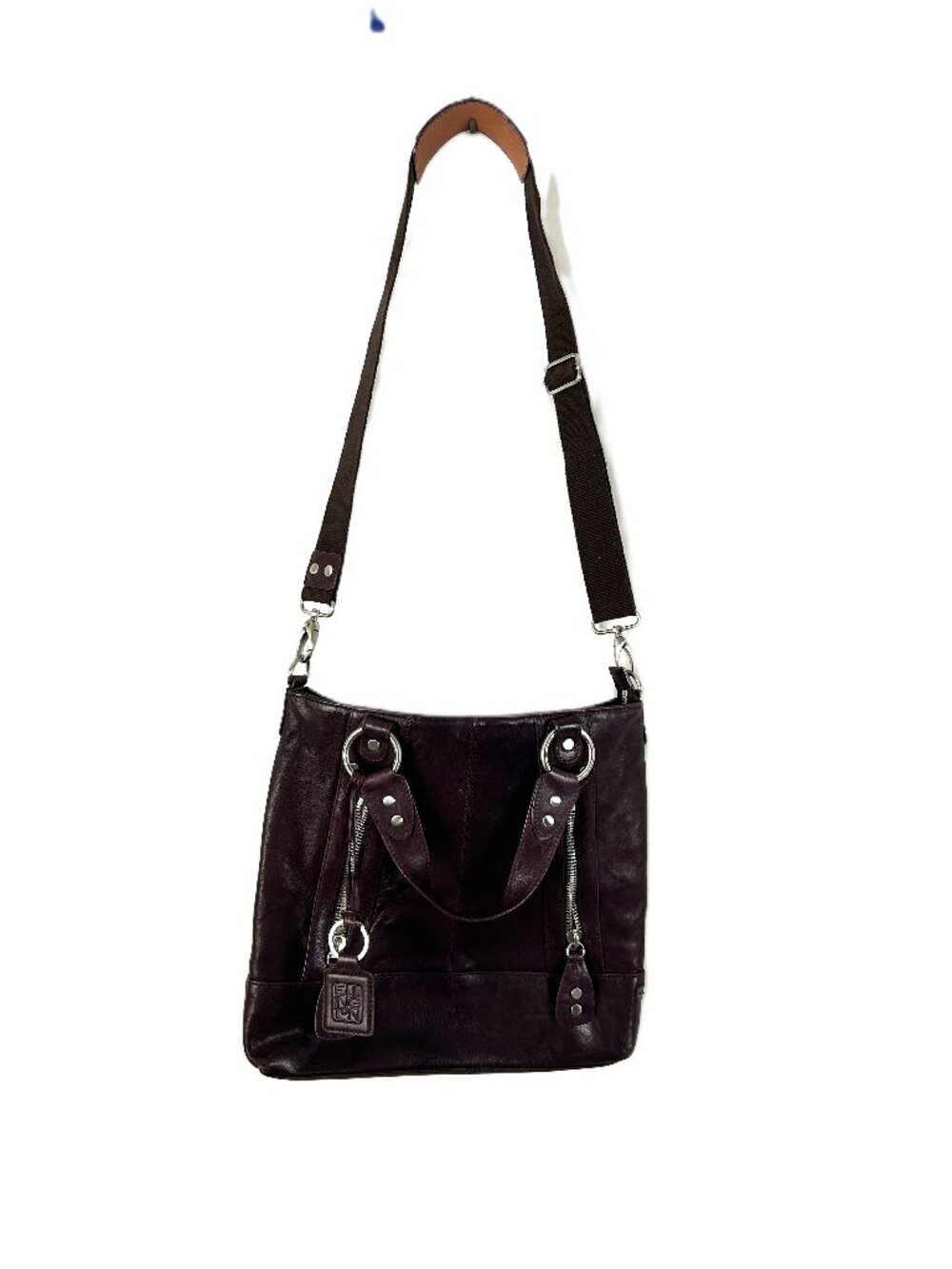 Ellington Deep Dark Plum Leather Top Handle Crossbody Bag